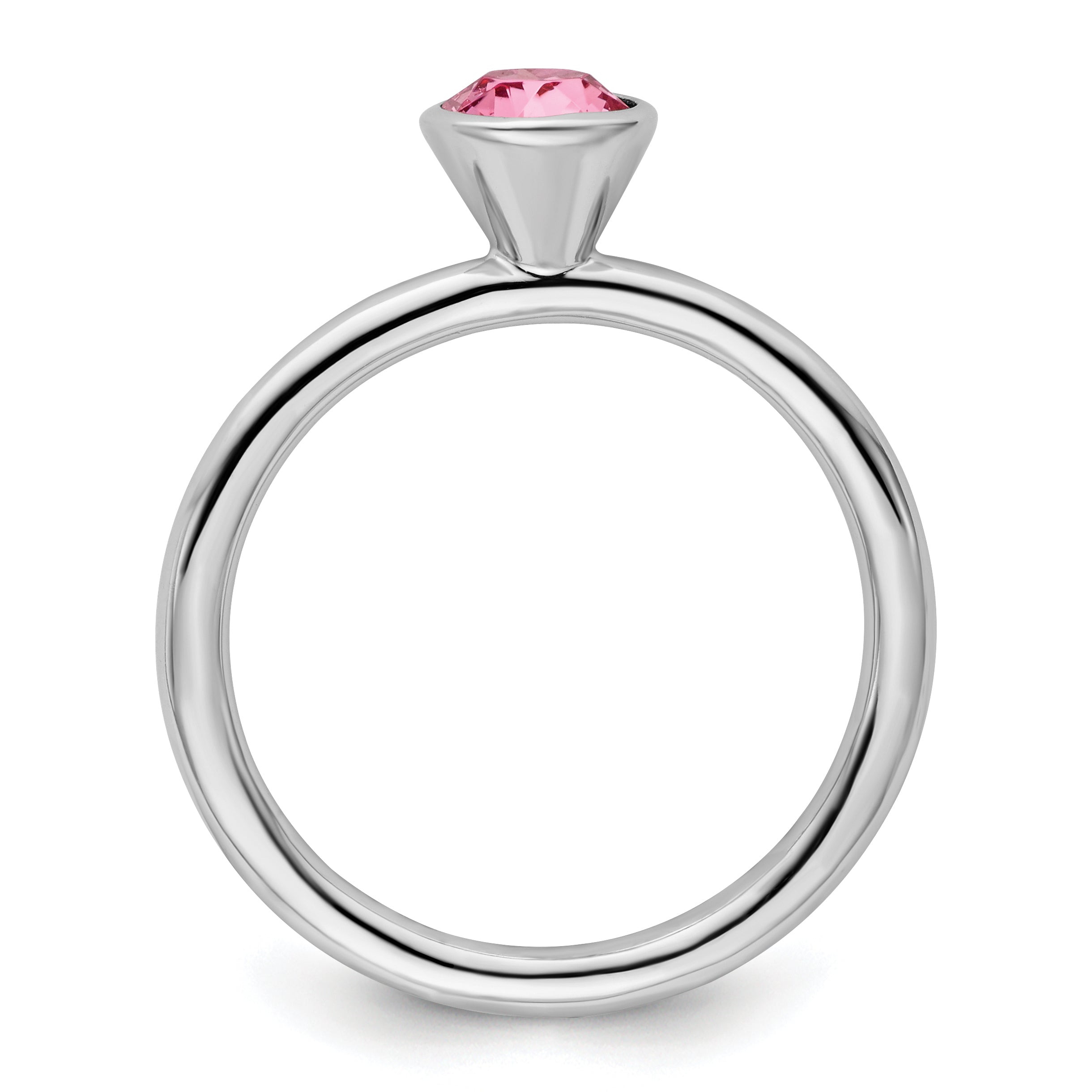 Sterling Silver Stackable Expressions High 5mm October Crystal Ring Secondary image