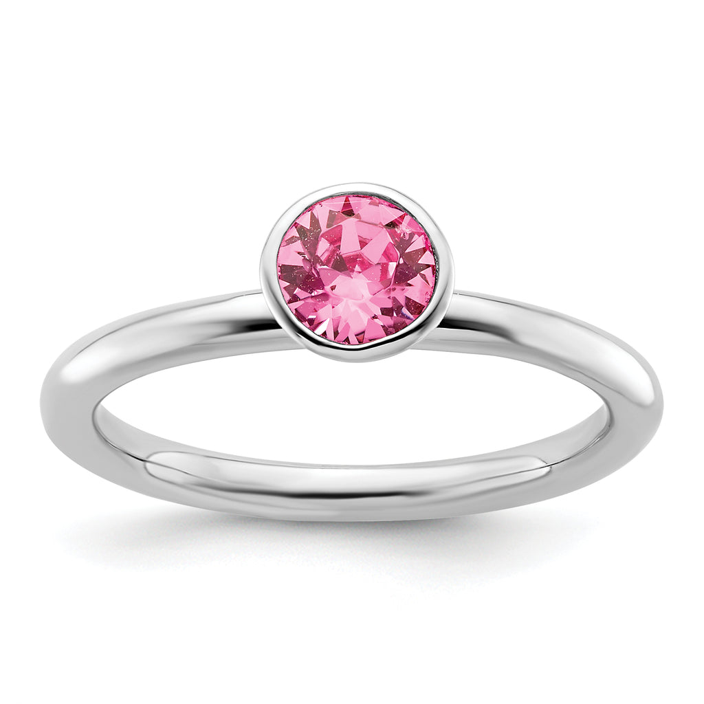 Sterling Silver Stackable Expressions High 5mm October Crystal Ring