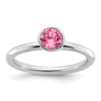 Sterling Silver Stackable Expressions High 5mm October Crystal Ring