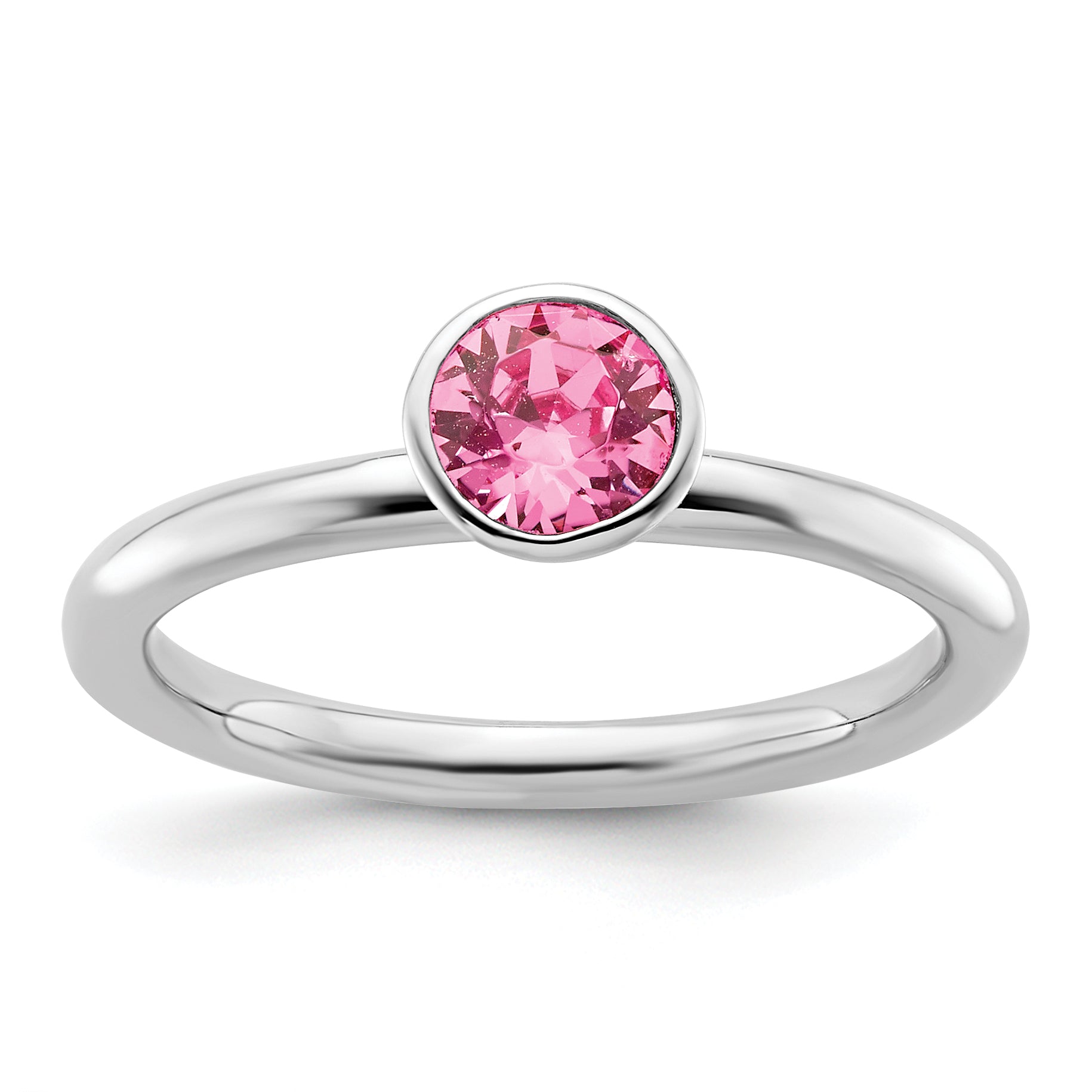 Sterling Silver Stackable Expressions High 5mm October Crystal Ring