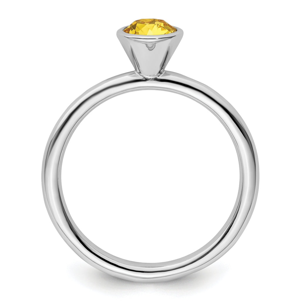 Sterling Silver Stackable Expressions High 5mm November Crystal Ring
