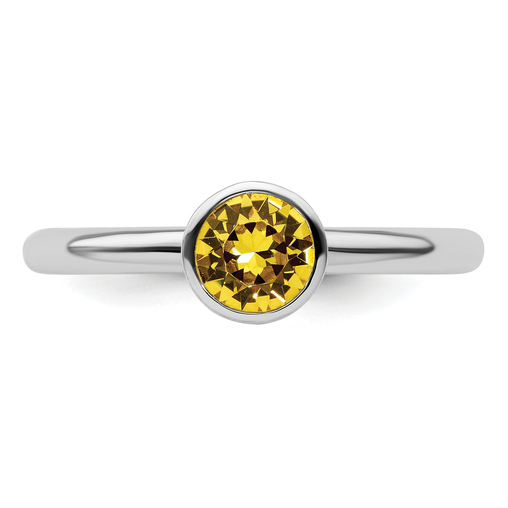 Sterling Silver Stackable Expressions High 5mm November Crystal Ring