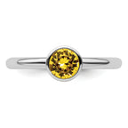 Sterling Silver Stackable Expressions High 5mm November Crystal Ring
