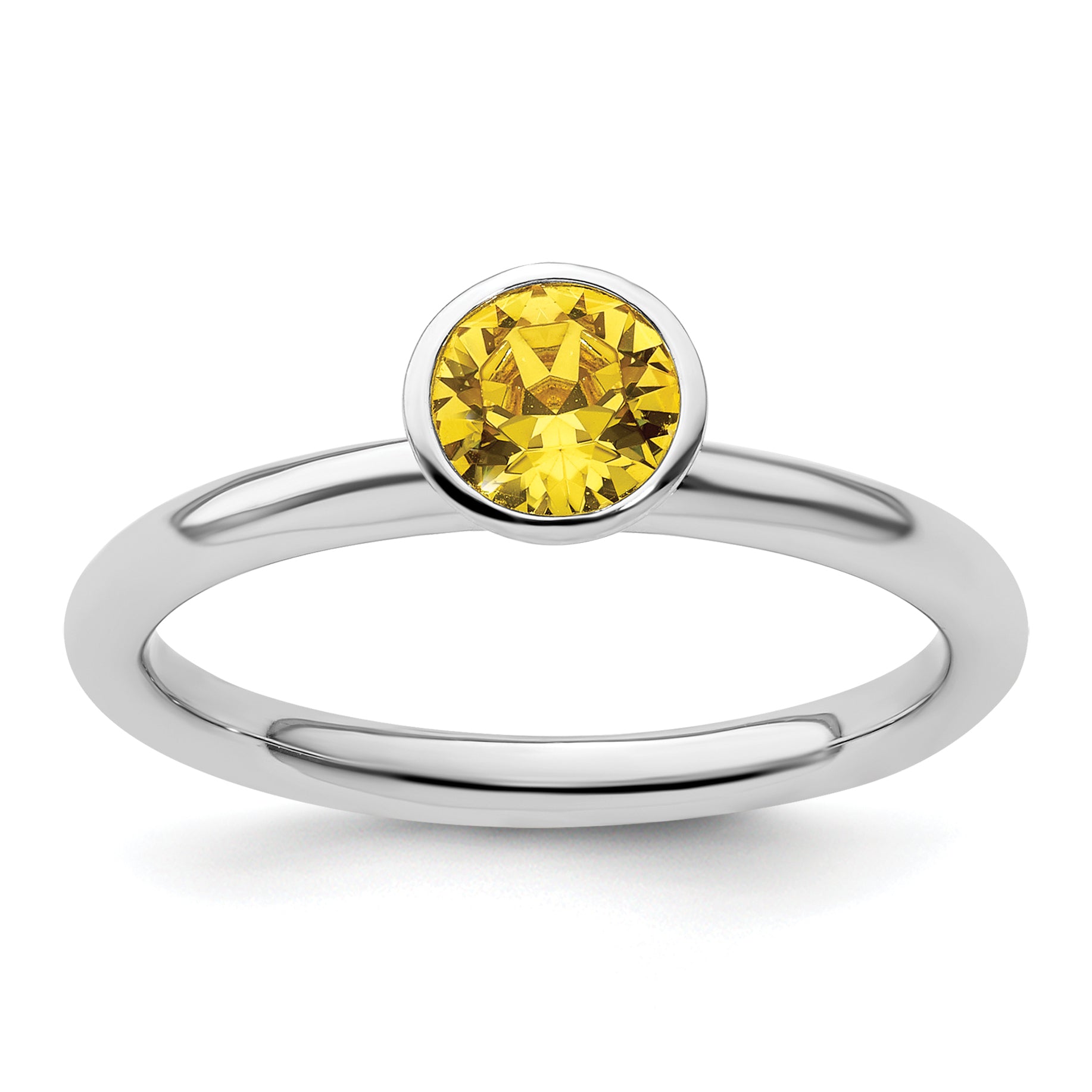 Sterling Silver Stackable Expressions High 5mm November Crystal Ring