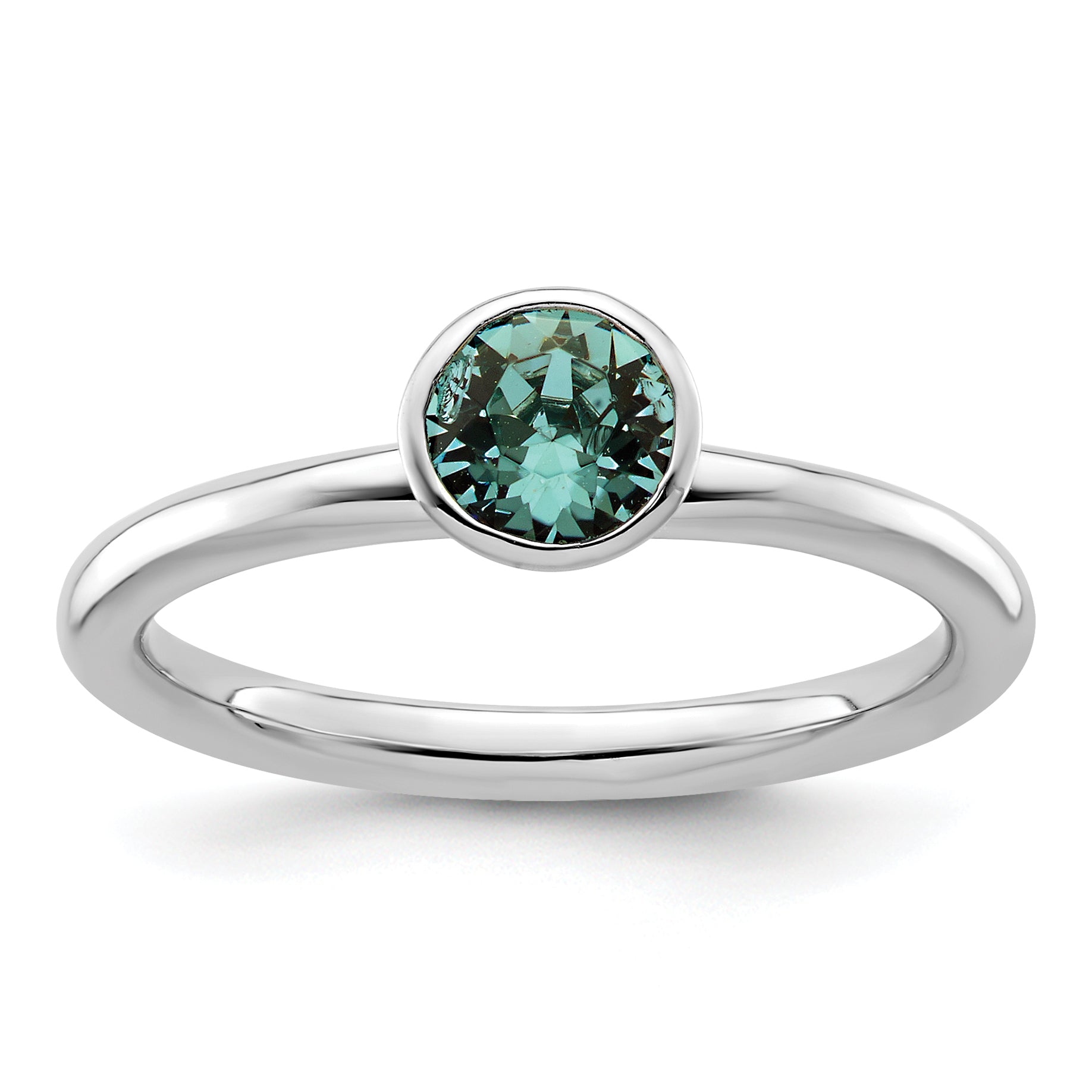 Sterling Silver Stackable Expressions High 5mm December Crystal Ring Main image