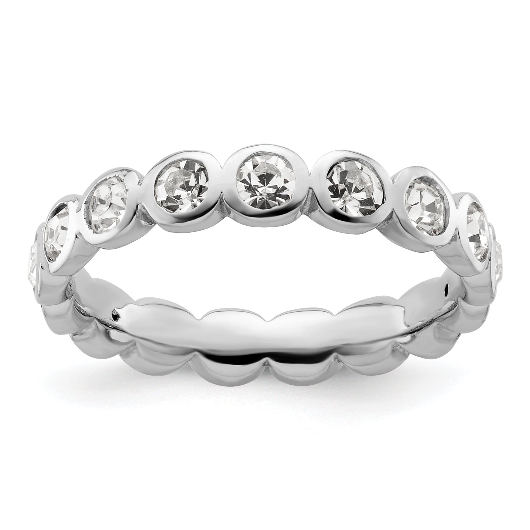 Sterling Silver Stackable Expressions April Crystal Ring Main image