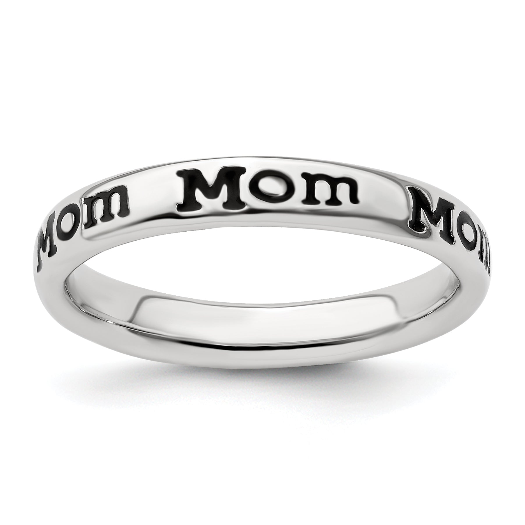 Sterling Silver Stackable Expressions Polished Enameled Mom Ring Main image