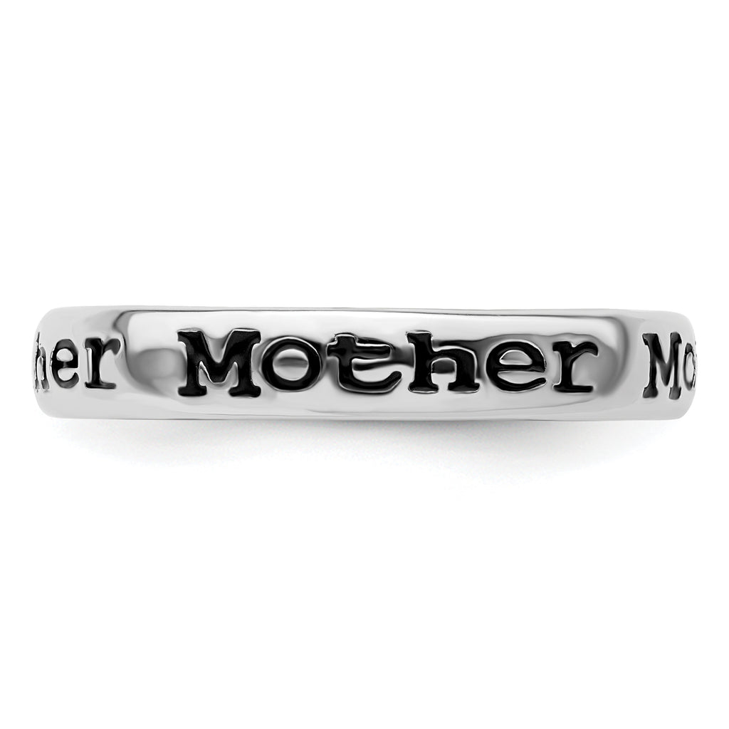 Sterling Silver Stackable Expressions Polished Enameled Mother Ring