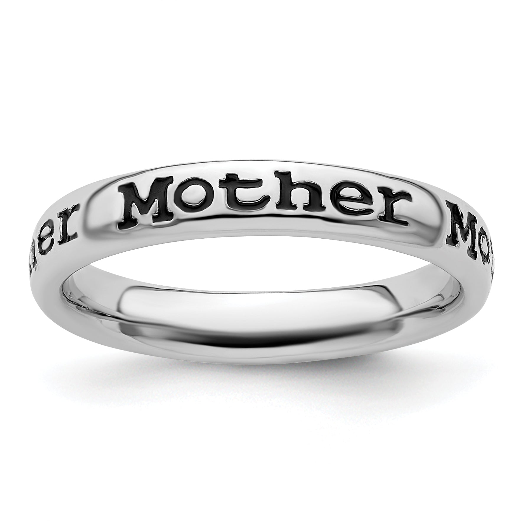 Sterling Silver Stackable Expressions Polished Enameled Mother Ring Main image