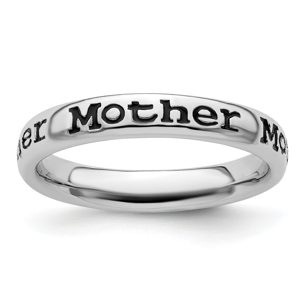 Sterling Silver Stackable Expressions Polished Enameled Mother Ring