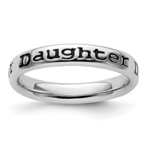 Enameled Daughter Stackable Ring in Sterling Silver, Size 5–10 - Sophia Jewelers
