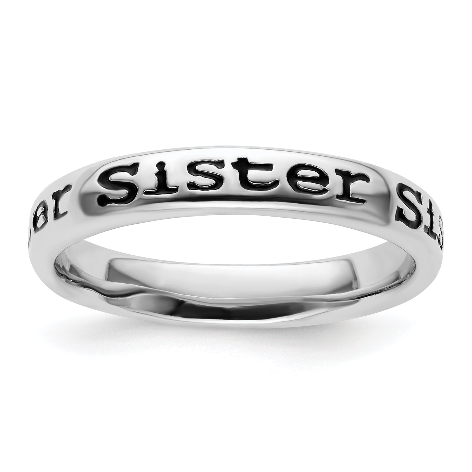 Sterling Silver Stackable Expressions Polished Enameled Sister Ring Main image