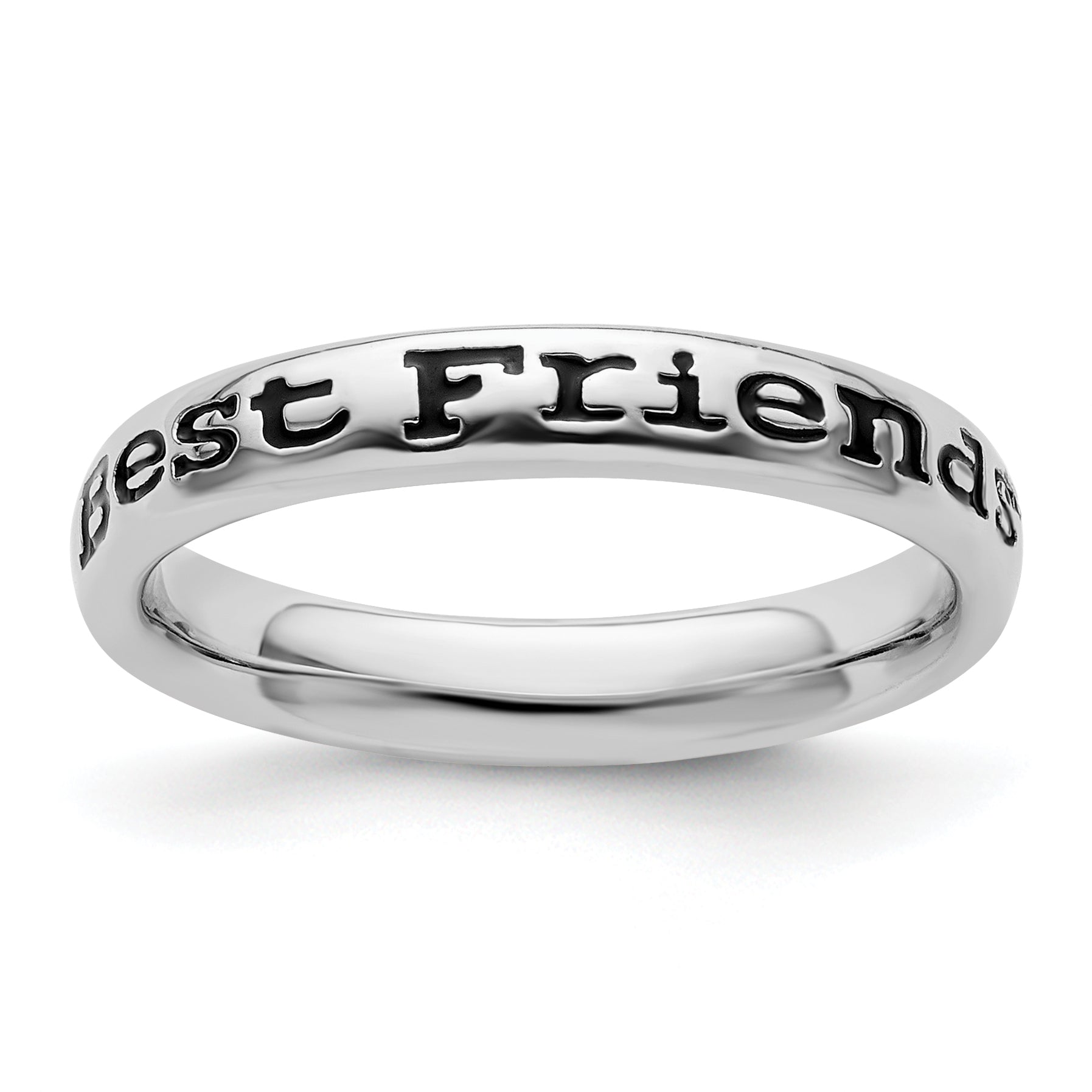 Sterling Silver Stackable Expressions Polished Enameled Friends Ring Main image