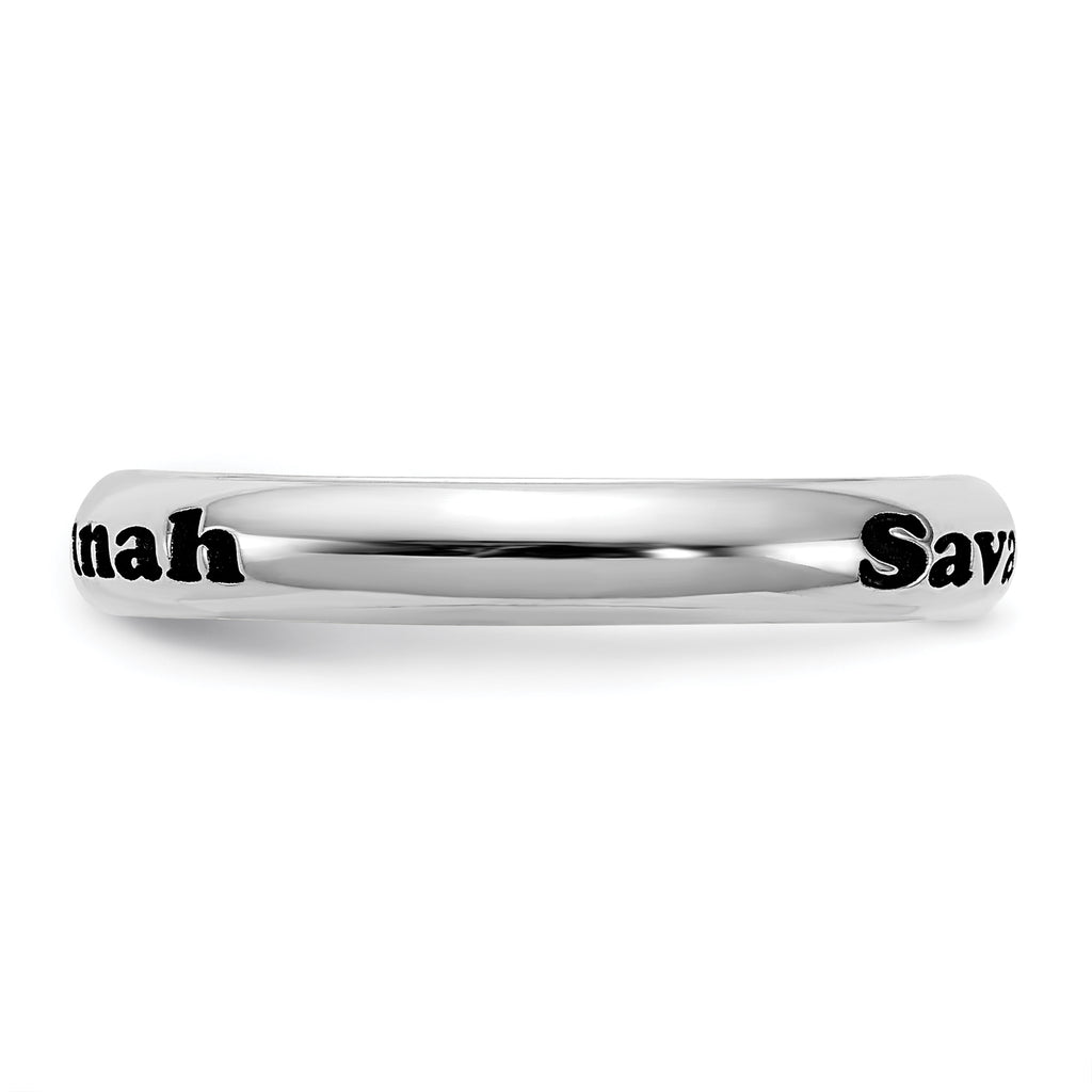 Sterling Silver Rhodium-Plated Stackable Expressions Personalized Ring