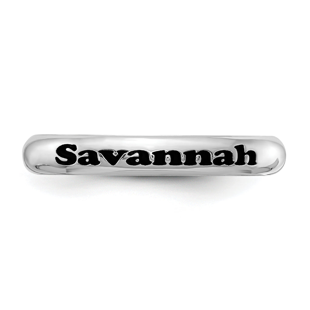Sterling Silver Rhodium-Plated Stackable Expressions Personalized Ring
