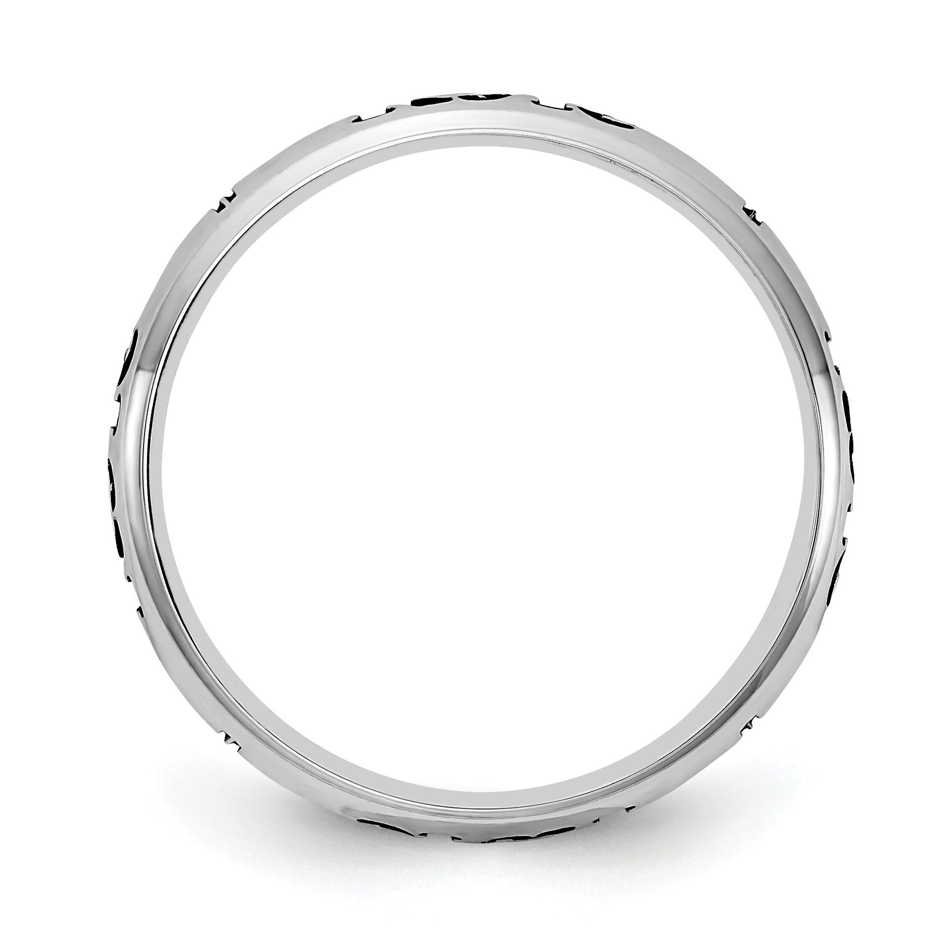 Sterling Silver Rhodium-Plated Stackable Expressions Personalized with Cross Ring Secondary image