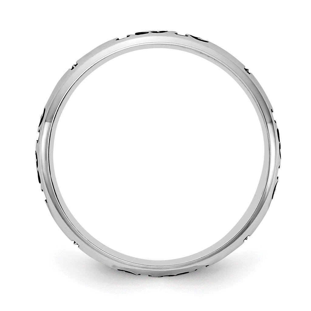 Sterling Silver Rhodium-Plated Stackable Expressions Personalized with Cross Ring