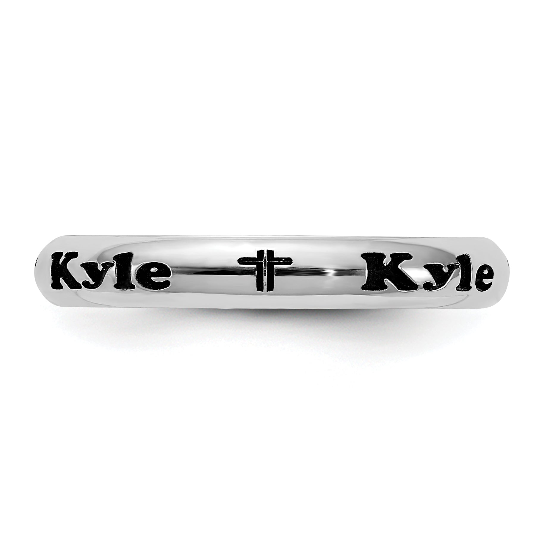 Sterling Silver Rhodium-Plated Stackable Expressions Personalized with Cross Ring