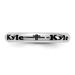 Sterling Silver Rh-plt Stackable Expressions Personalized with Cross Ring