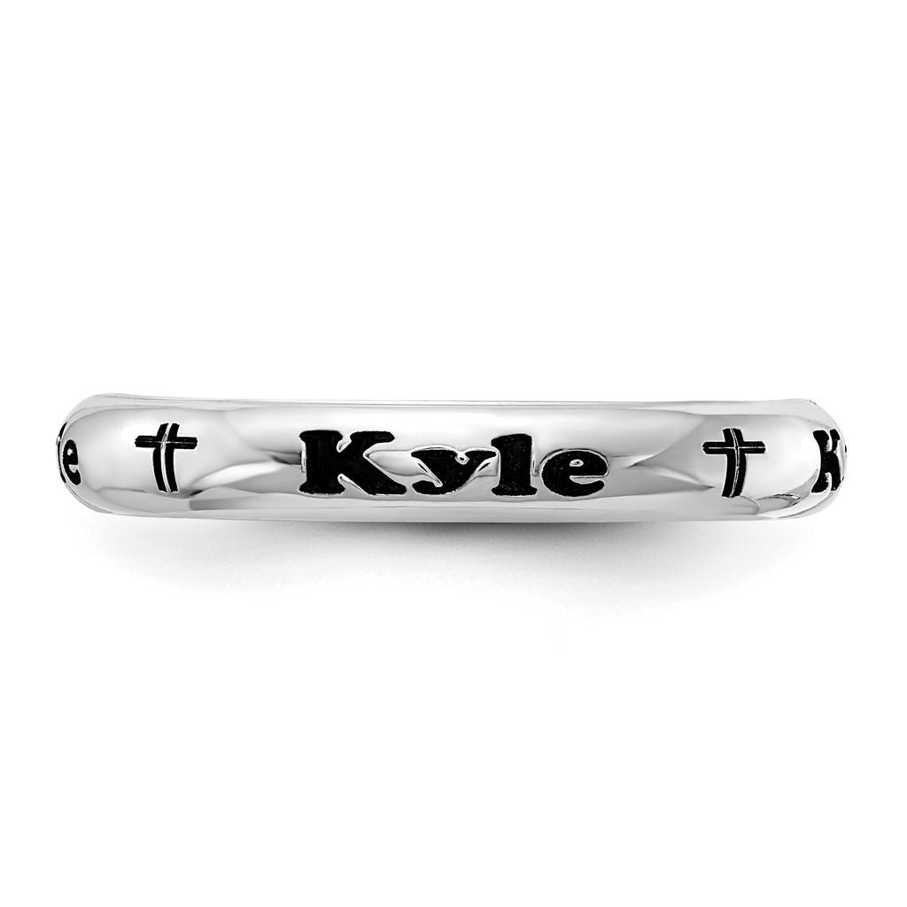 Sterling Silver Rhodium-Plated Stackable Expressions Personalized with Cross Ring