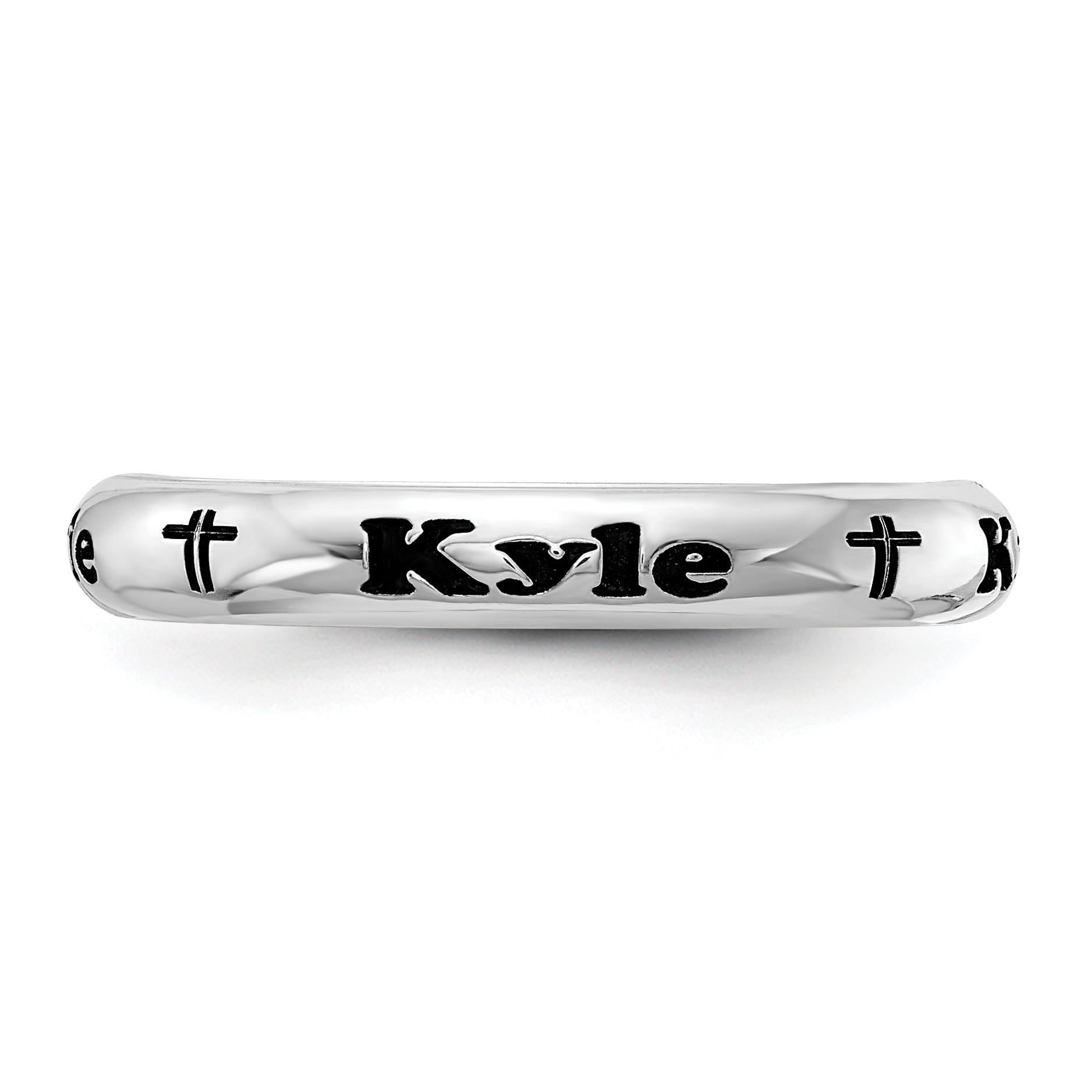 Sterling Silver Rhodium-Plated Stackable Expressions Personalized with Cross Ring