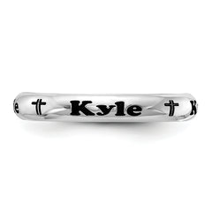 Sterling Silver Rh-plt Stackable Expressions Personalized with Cross Ring