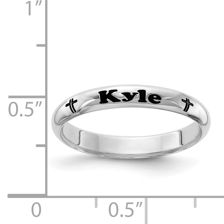 Sterling Silver Rhodium-Plated Stackable Expressions Personalized with Cross Ring