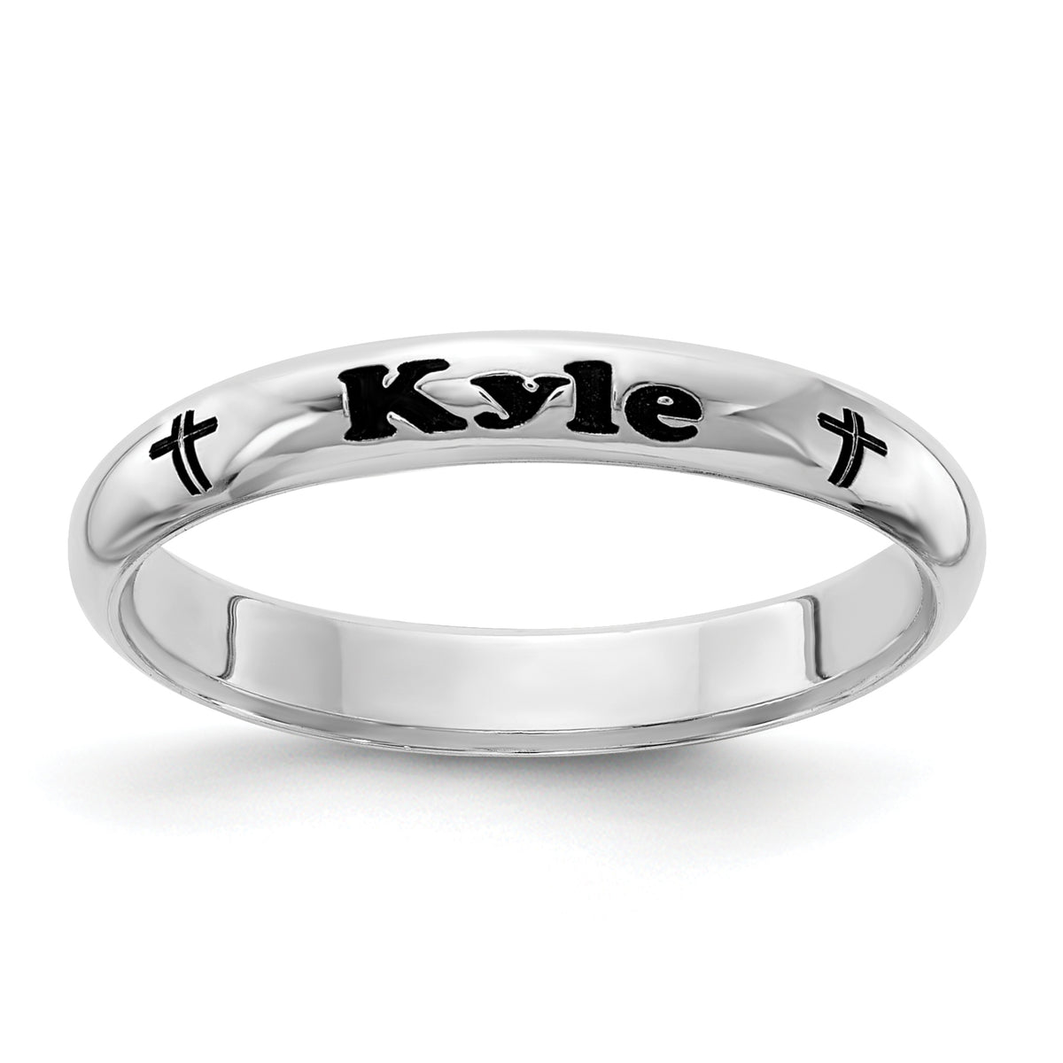 Sterling Silver Rh-plt Stackable Expressions Personalized with Cross Ring