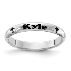 Sterling Silver Rh-plt Stackable Expressions Personalized with Cross Ring