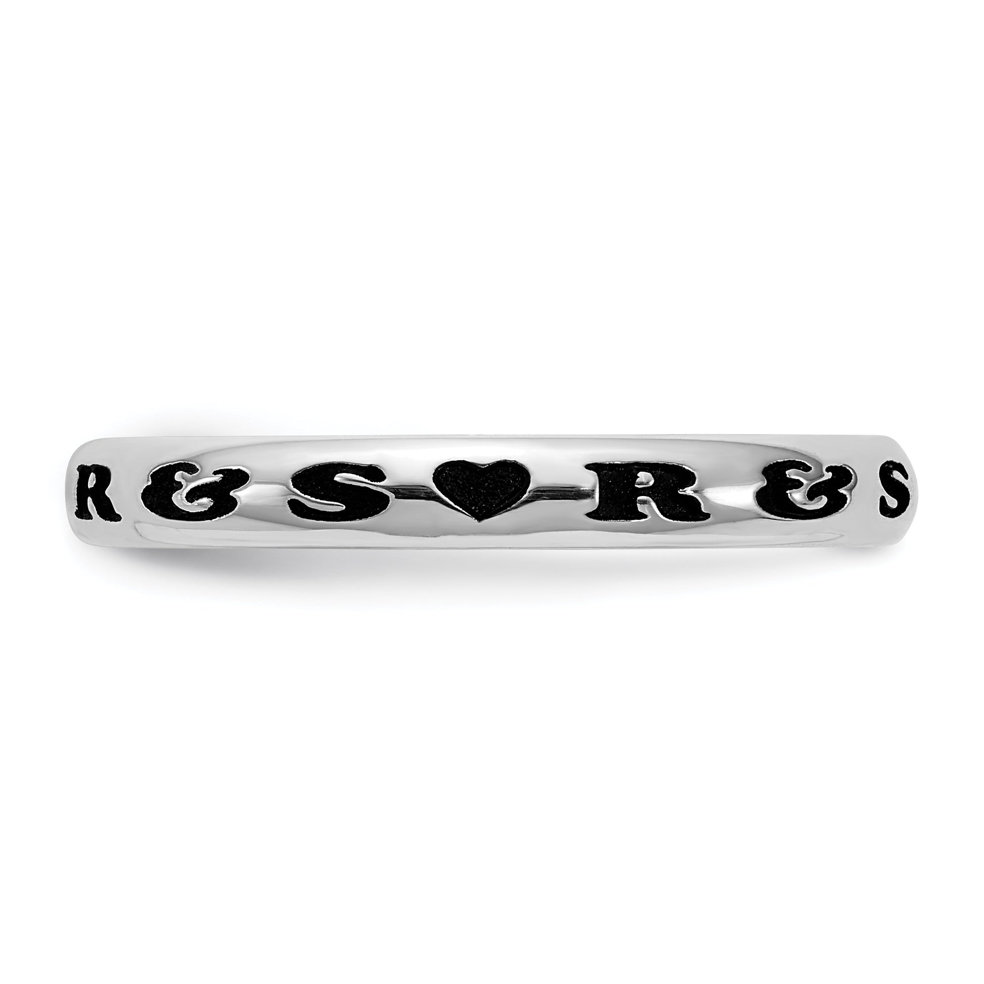 Sterling Silver Rh-plt Stackable Expressions Personalized with Heart Ring