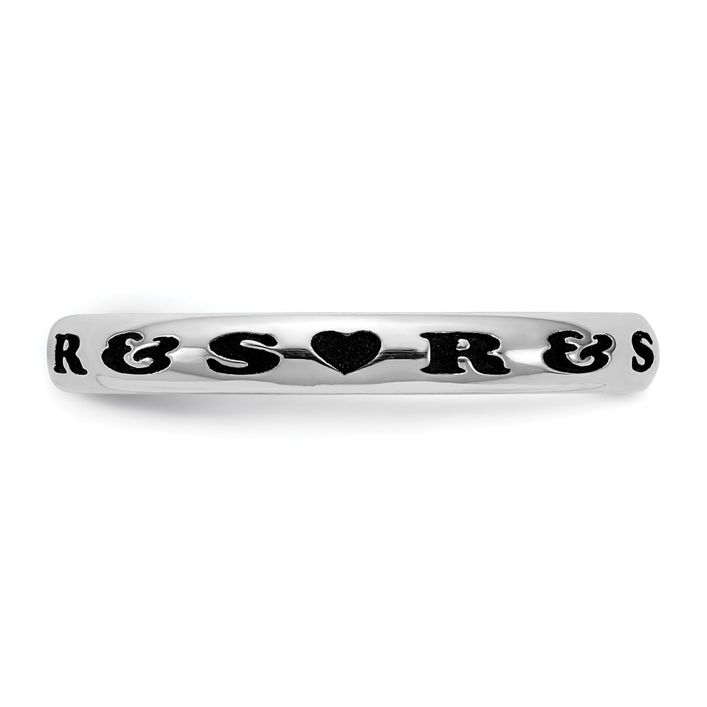 Sterling Silver Rh-plt Stackable Expressions Personalized with Heart Ring