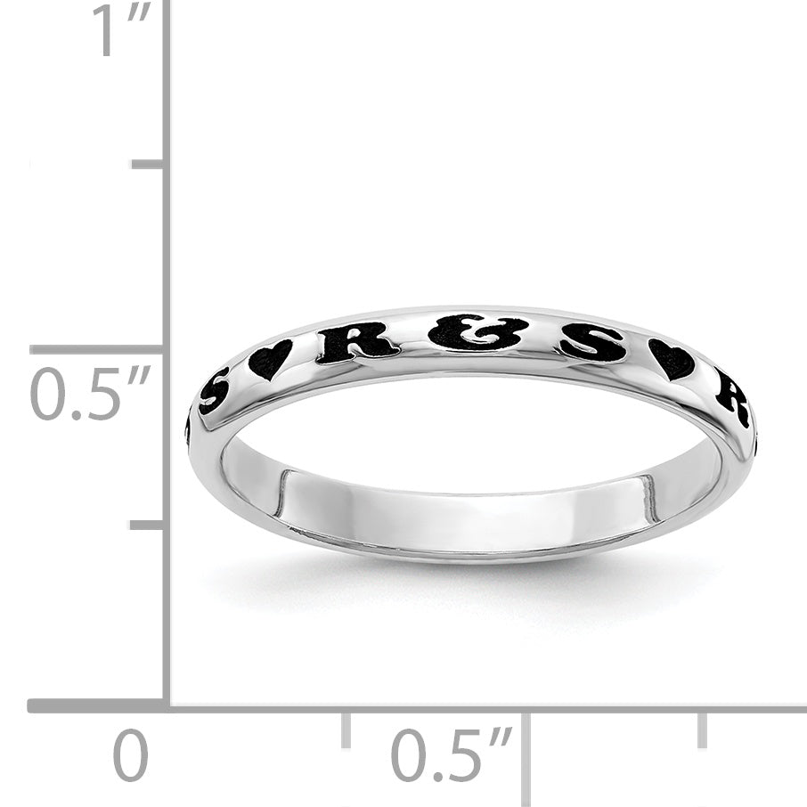 Sterling Silver Rh-plt Stackable Expressions Personalized with Heart Ring