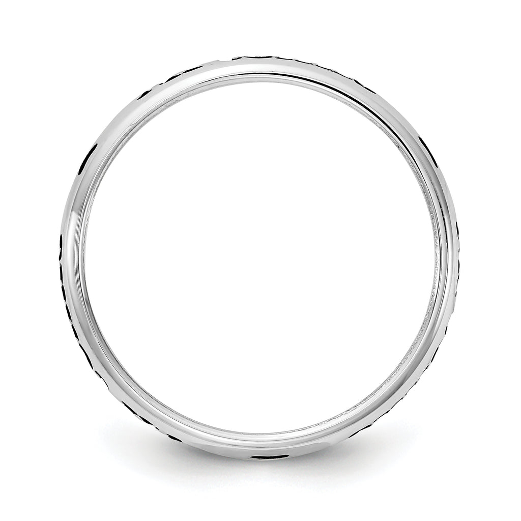 SS Rh-plt Stackable Expressions Personalized w/ Paw Print Ring