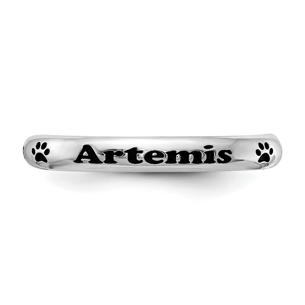SS Rh-plt Stackable Expressions Personalized w/ Paw Print Ring