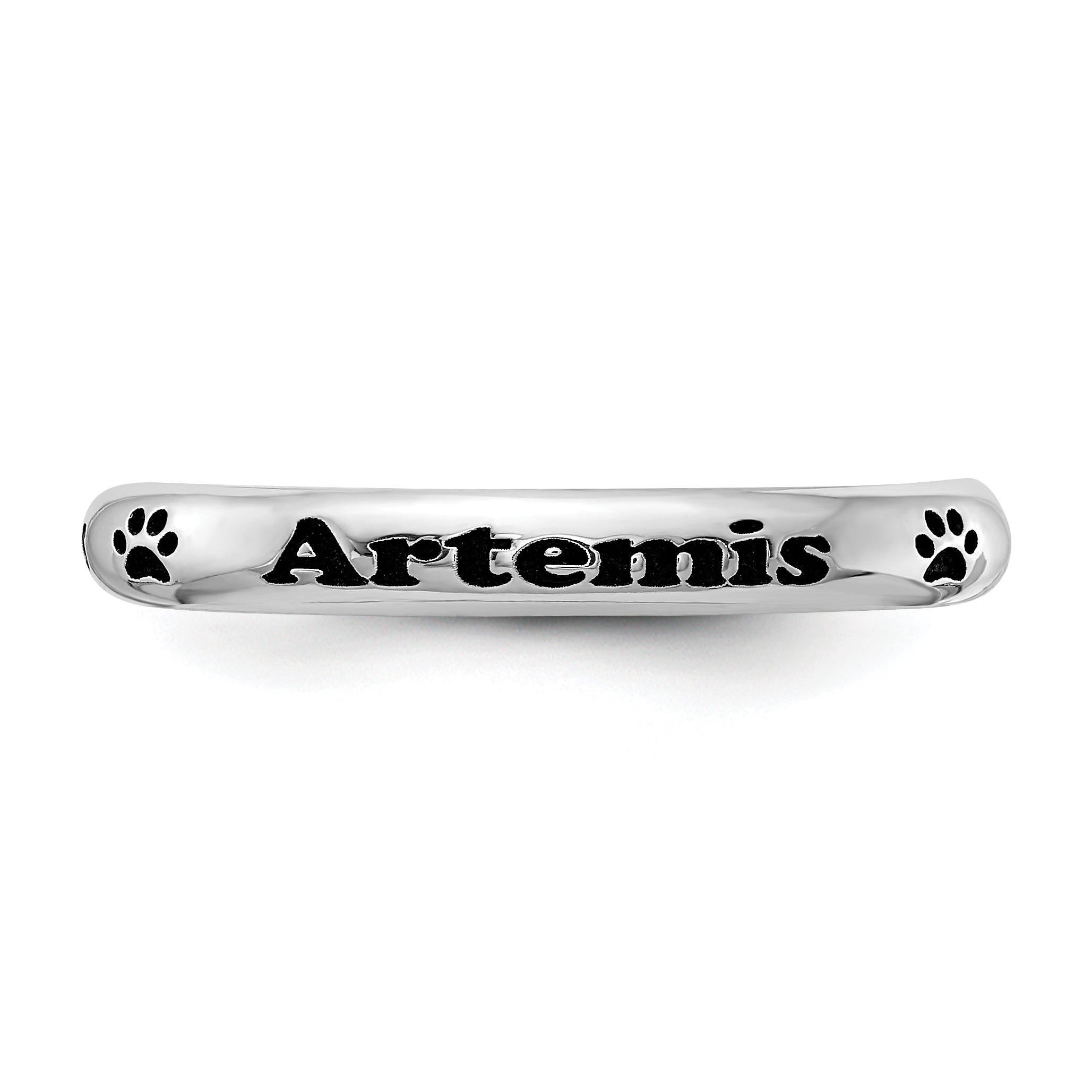 SS Rh-plt Stackable Expressions Personalized w/ Paw Print Ring