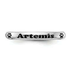 SS Rh-plt Stackable Expressions Personalized w/ Paw Print Ring