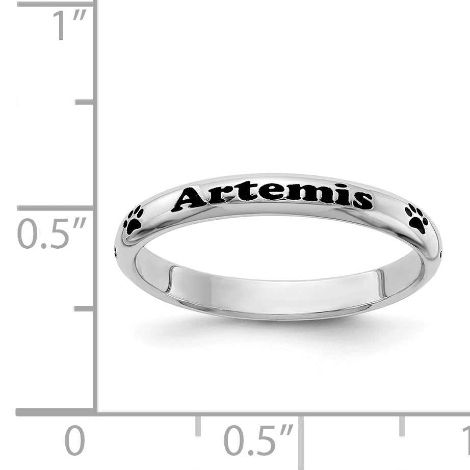SS Rh-plt Stackable Expressions Personalized w/ Paw Print Ring