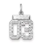 Number 03 Charm in Sterling Silver, 22mm Diamond-Cut - Sophia Jewelers