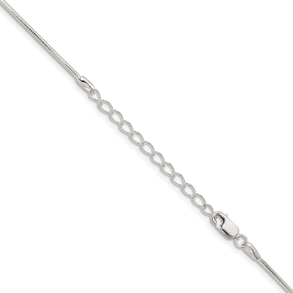 Sterling Silver 1.25mm Snake Chain With 2 Inch Extension
