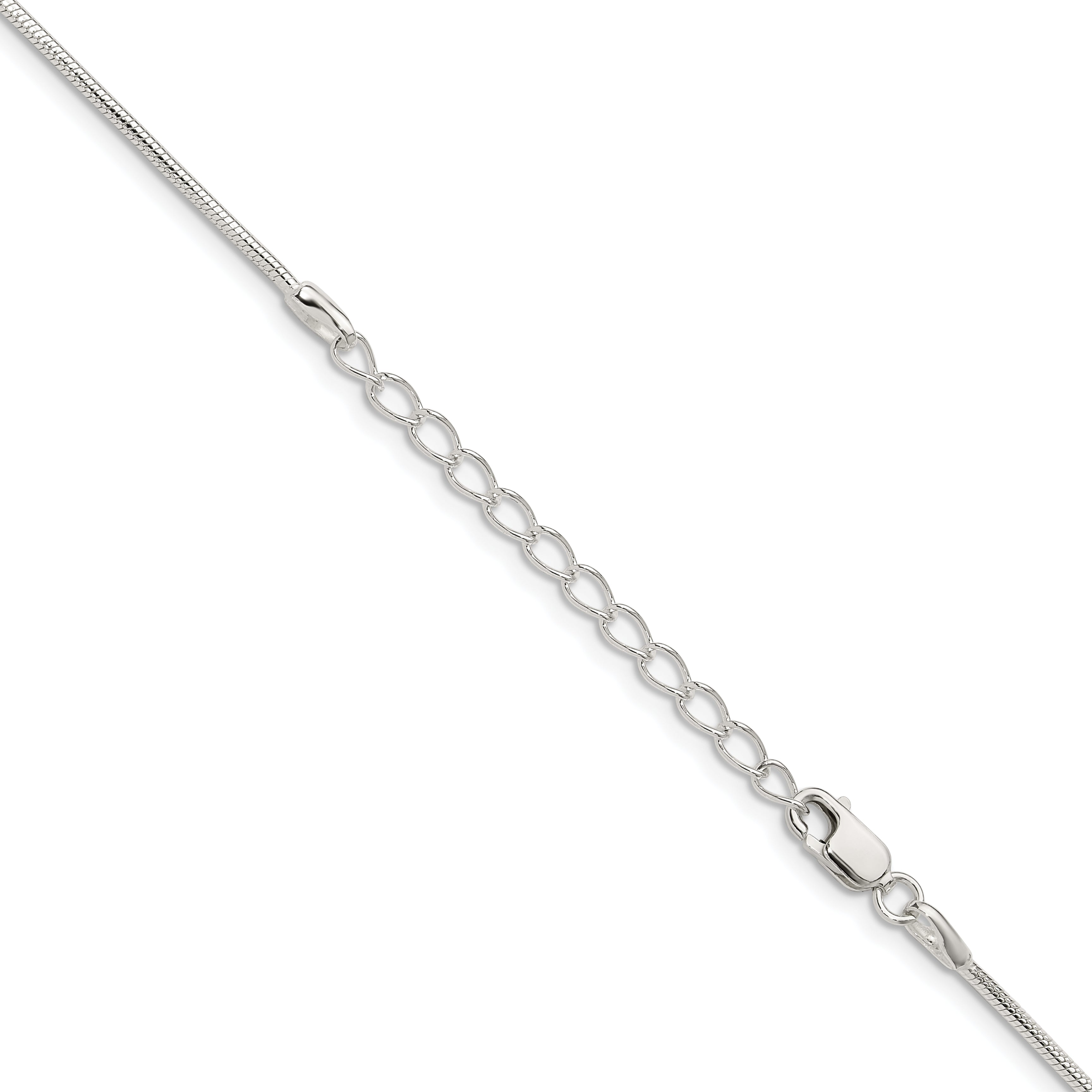 Sterling Silver 1.25mm Snake Chain With 2 Inch Extension
