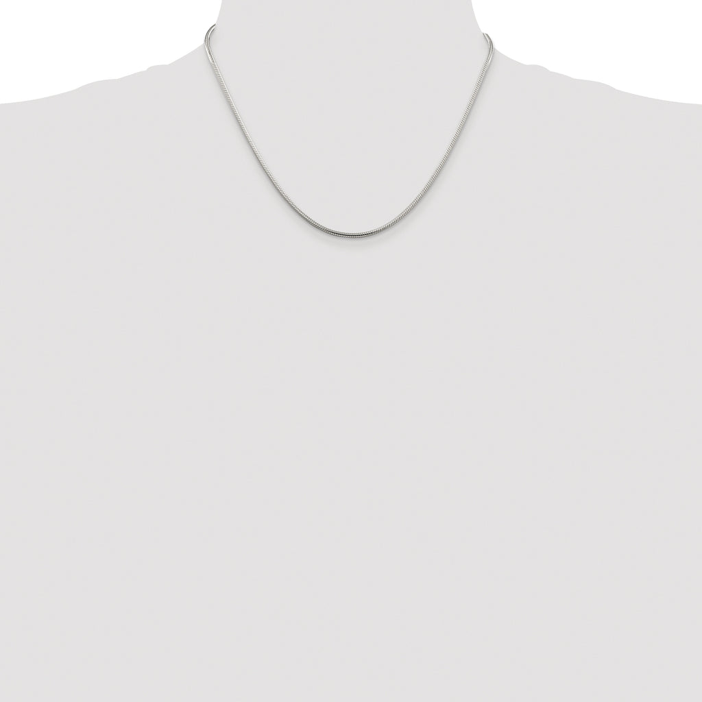 Sterling Silver Rhodium-plated 2mm Snake Chain