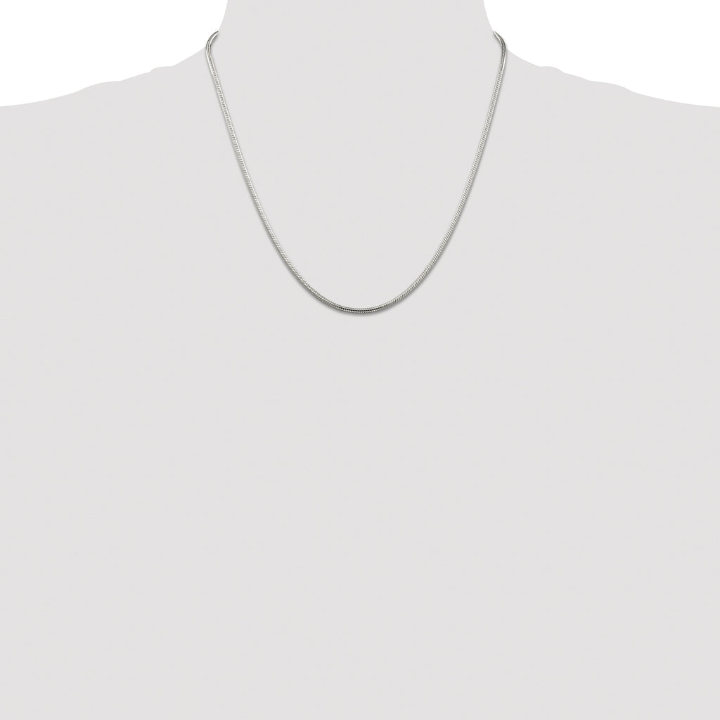 Sterling Silver Rhodium-plated 2mm Snake Chain