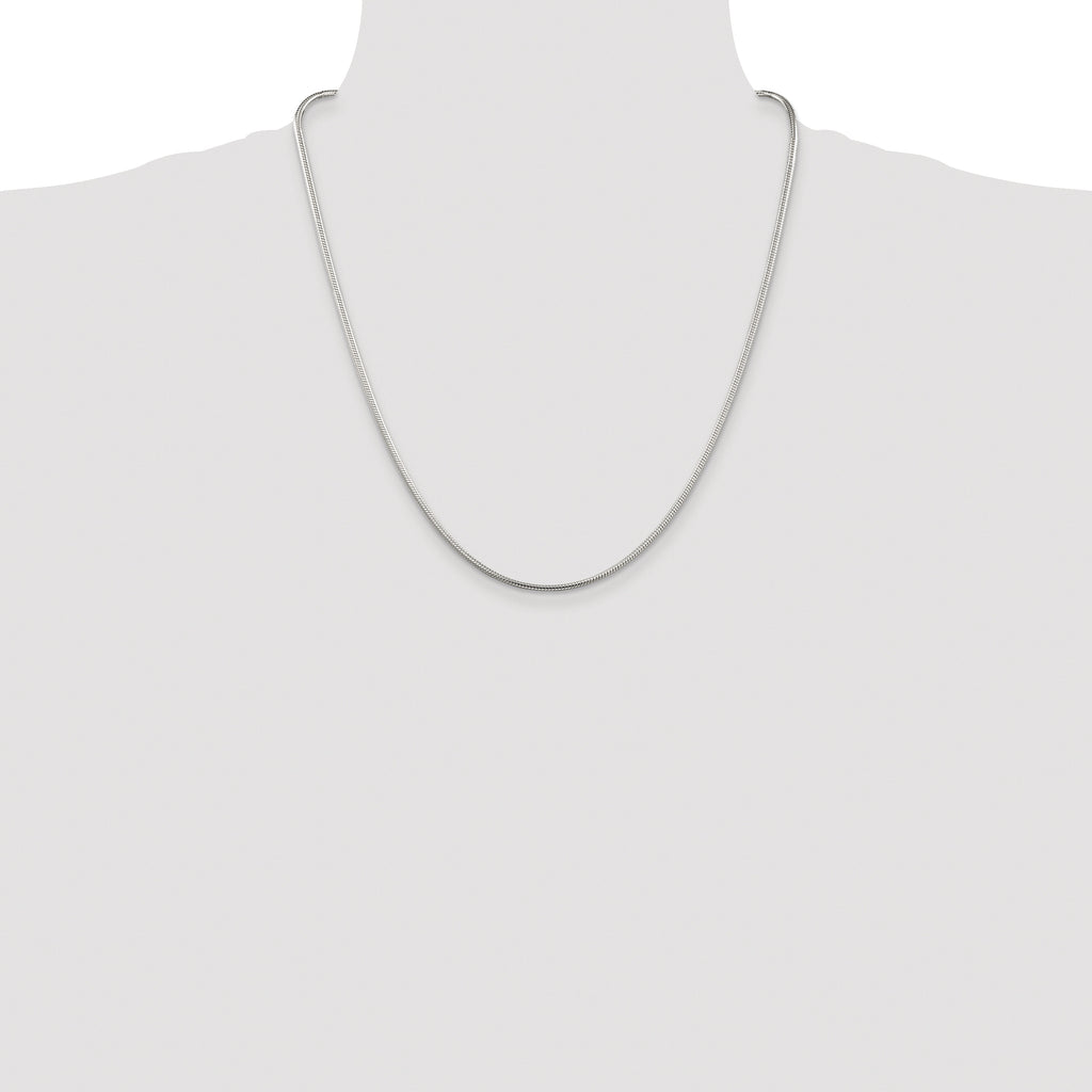 Sterling Silver Rhodium-plated 2mm Snake Chain