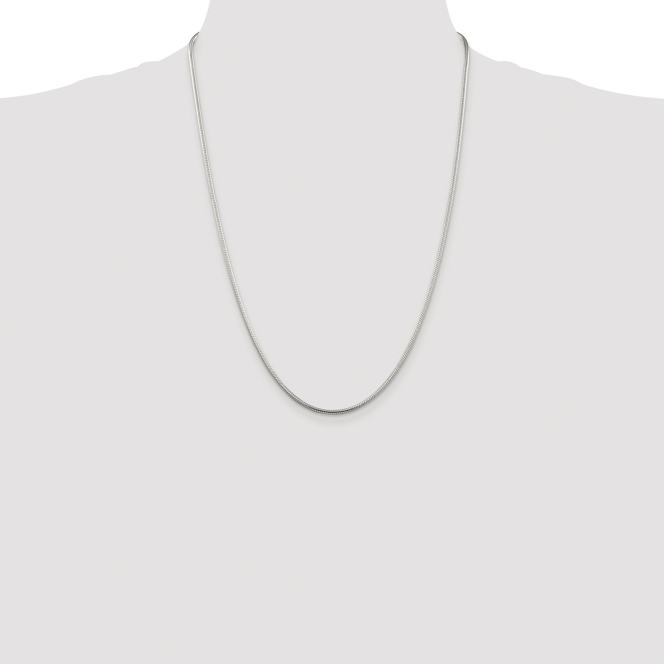 Sterling Silver Rhodium-plated 2mm Snake Chain