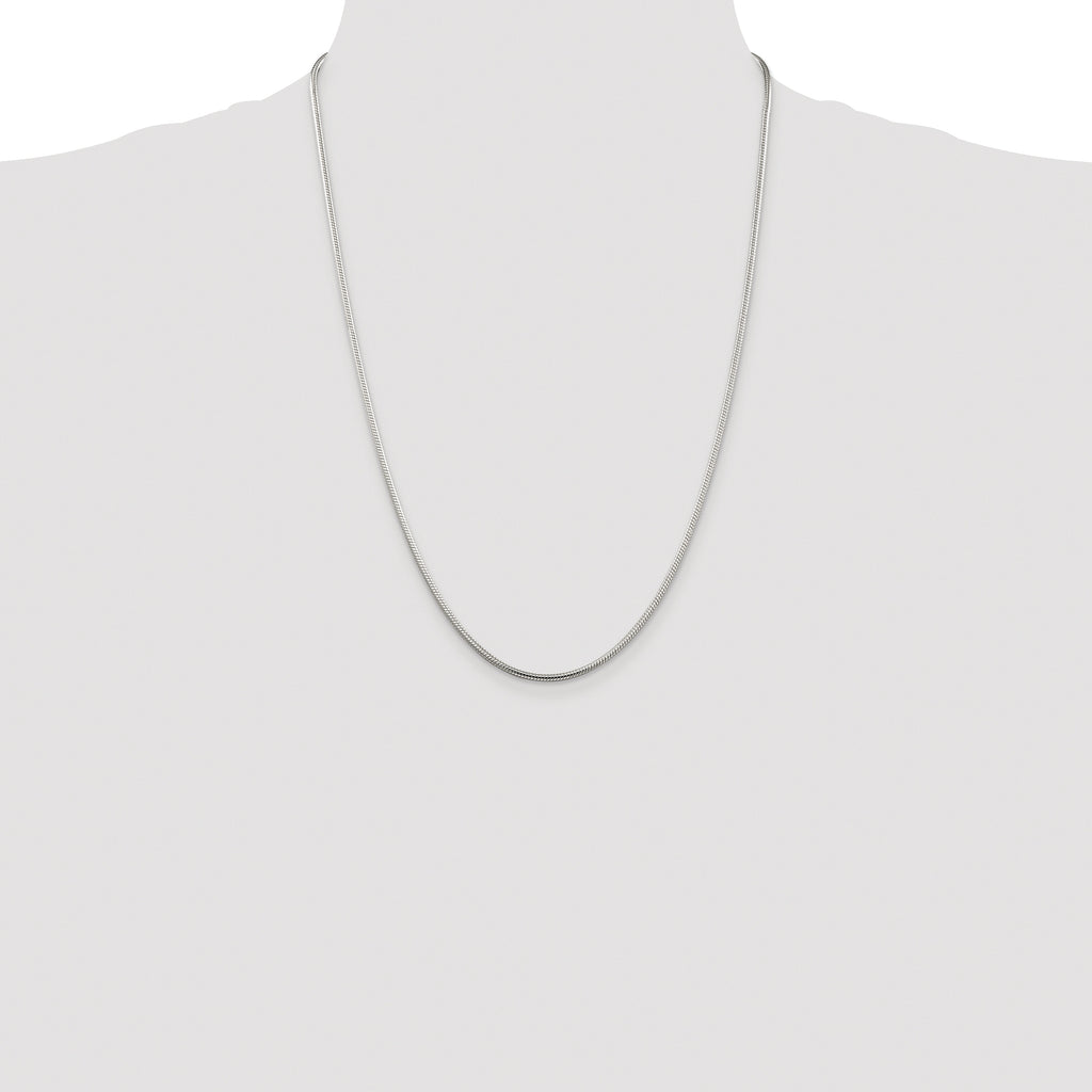 Sterling Silver Rhodium-plated 2mm Snake Chain