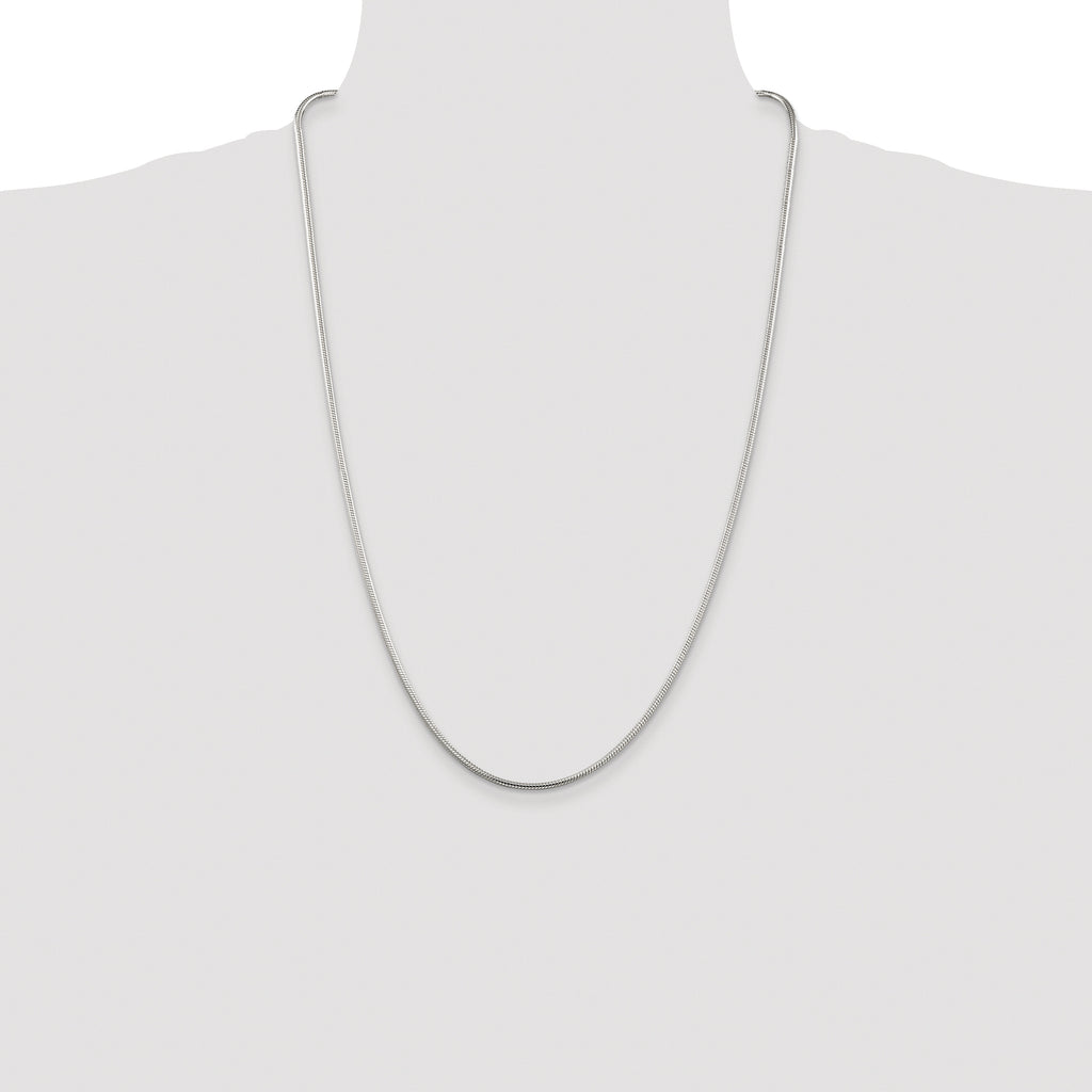 Sterling Silver Rhodium-plated 2mm Snake Chain