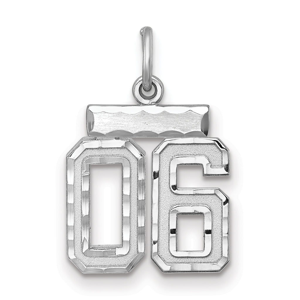 Small #06 Charm in Sterling Silver, 22mm Diamond-Cut - Sophia Jewelers
