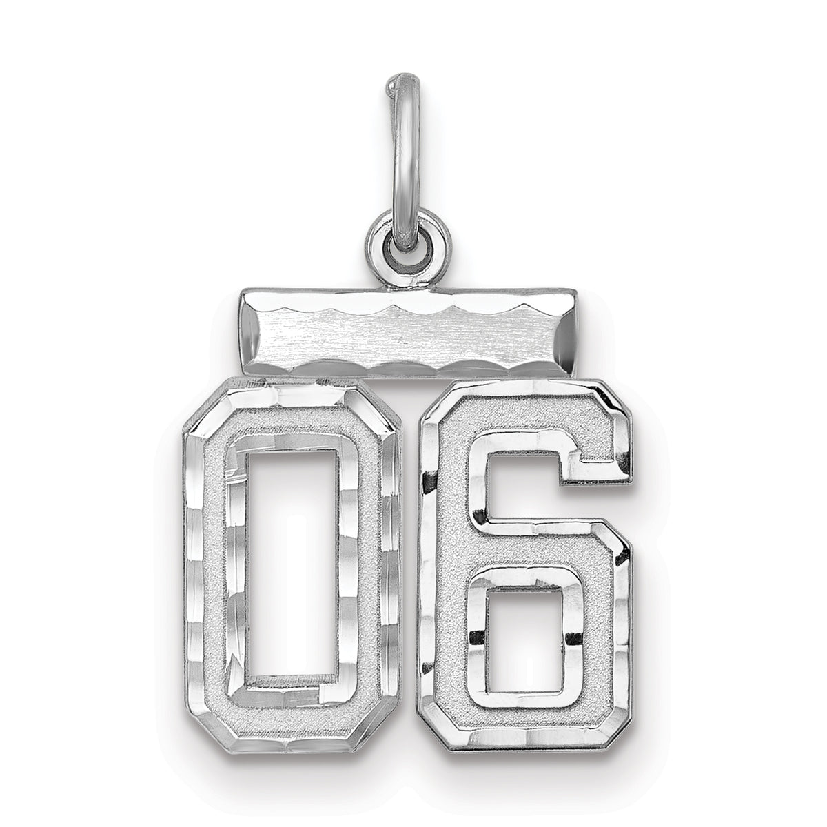 Small #06 Charm in Sterling Silver, 22mm Diamond-Cut - Sophia Jewelers