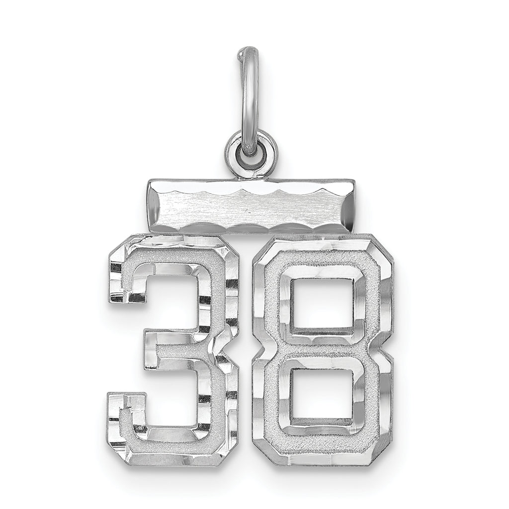 #38 Charm in Sterling Silver, 20mm Diamond-Cut - Sophia Jewelers