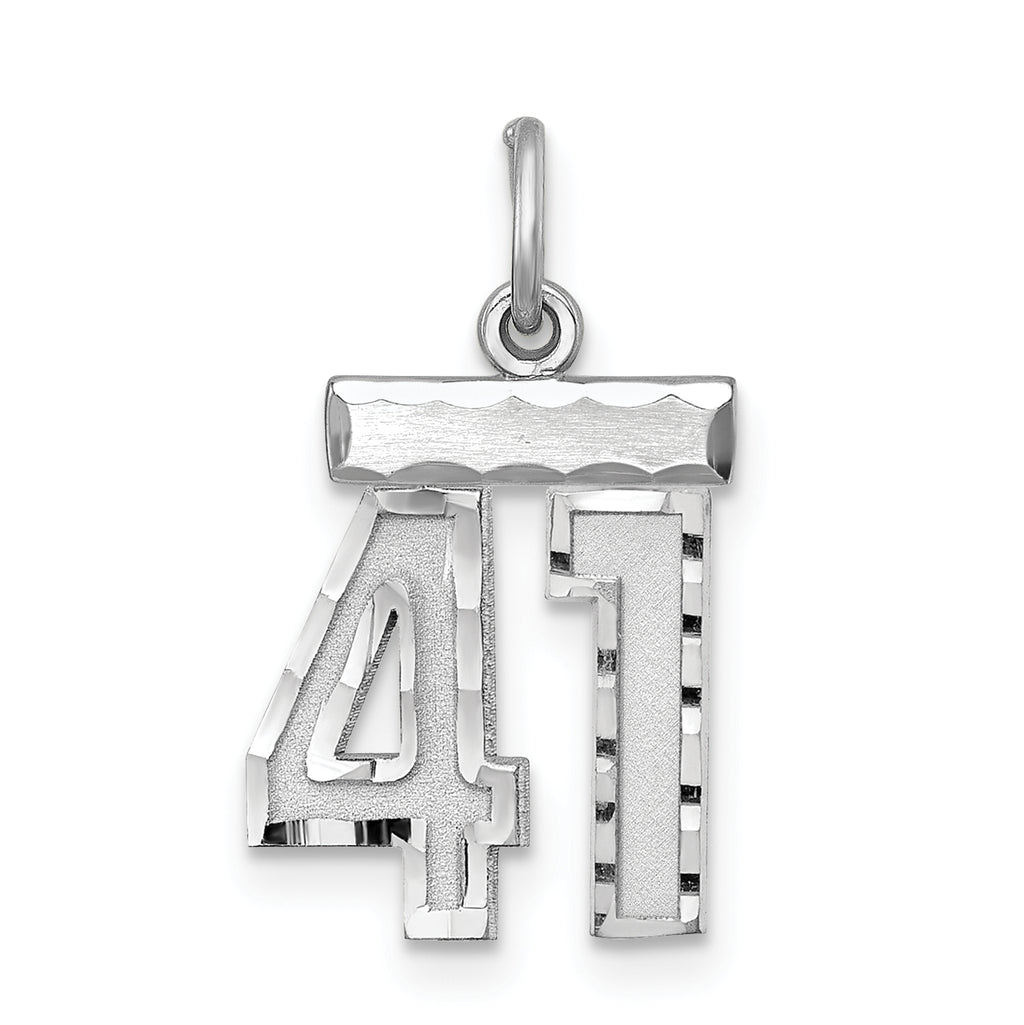 Number 41 Charm in Sterling Silver, 20mm Diamond-Cut - Sophia Jewelers